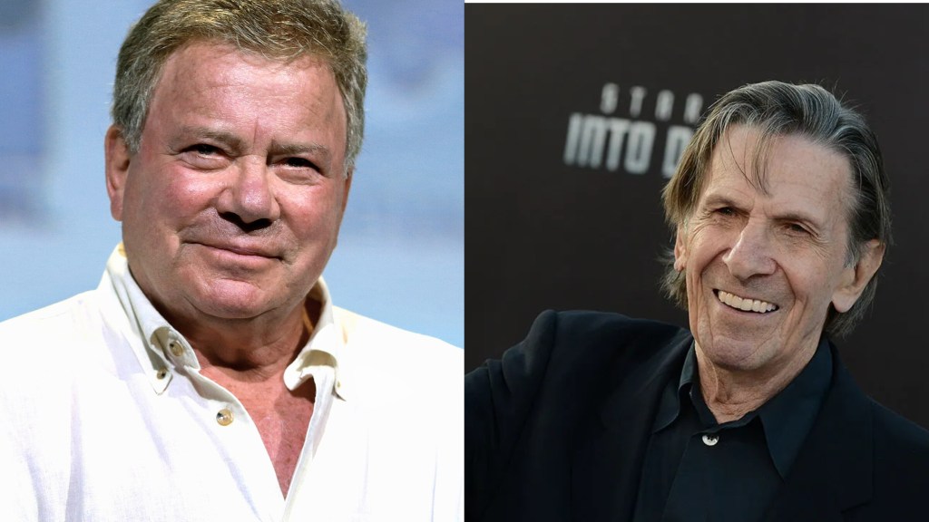 A split image of William Shatner and Leonard Nimoy