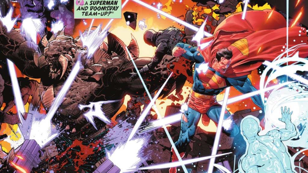 Superman and Doomday teaming up to fight Radiant and his alien forces