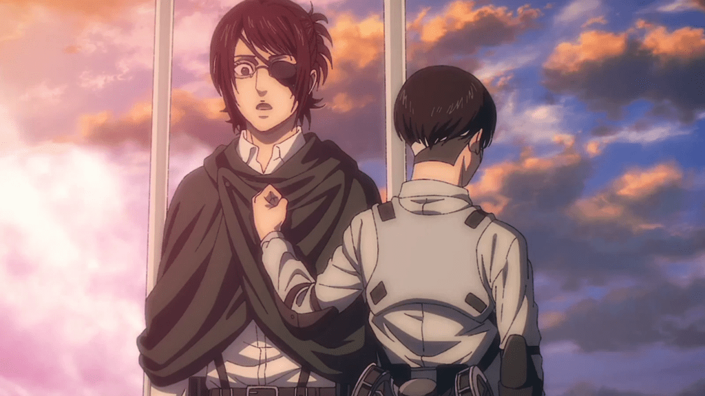 Levi and Hange in Attack on Titan anime